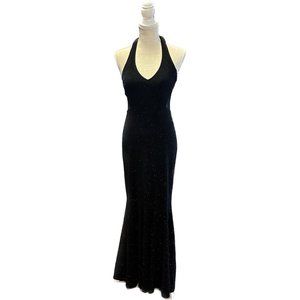 Joseph Ribkoff Black Halter Formal Dress with Sheer Body